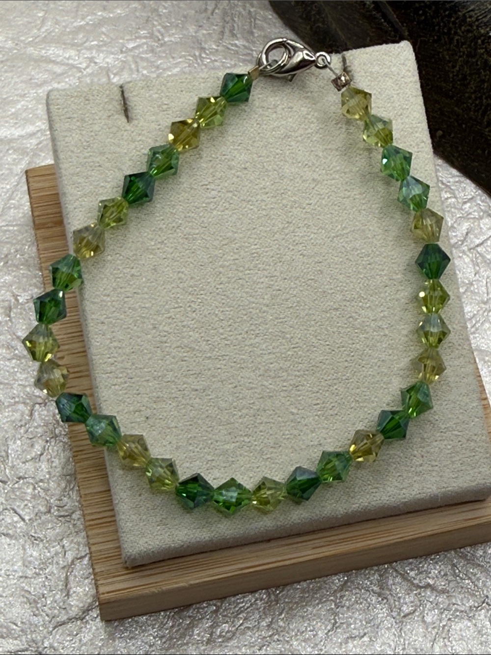 Green yellow lime faceted bicone beaded bracelet